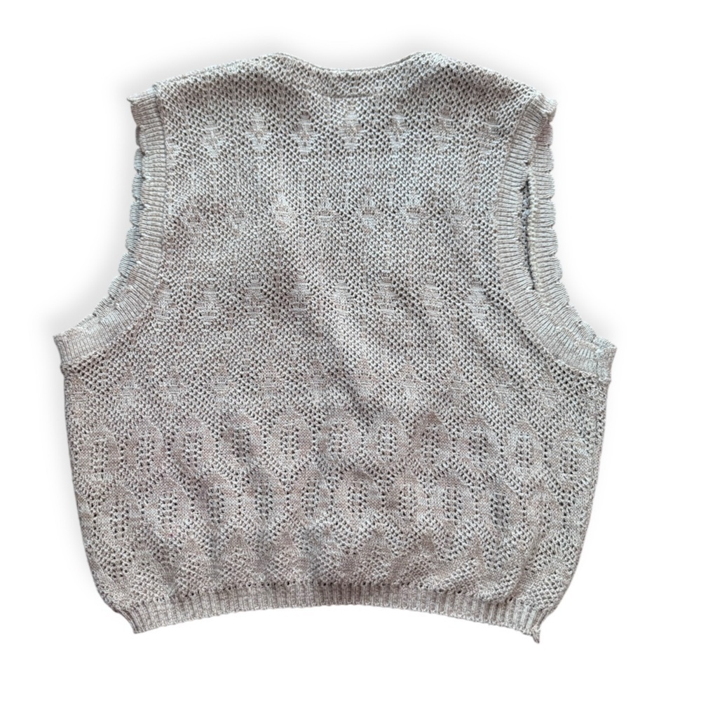 Vintage 90’s Knit Cream/Tan Sweater Vest Kenneth Too! - Picture 4 of 6